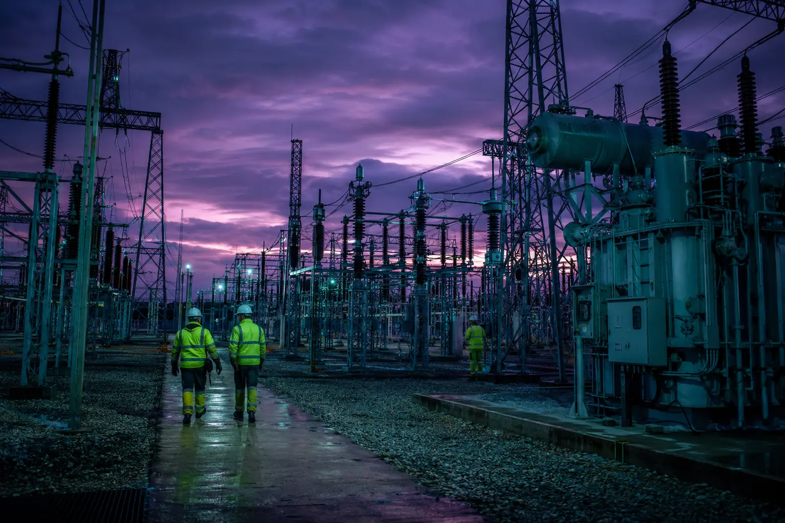 Engineers working on critical electricity infrastructure